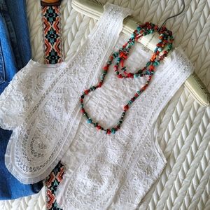 White Battenburg Lace Vest